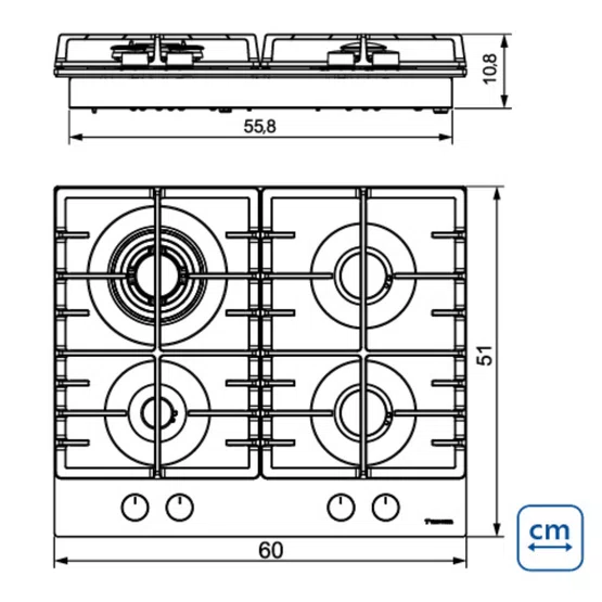 Cooktop à Gás Square 4GG HE Tramontina 4Q Superautomático 60cm Bivolt - 94706/404