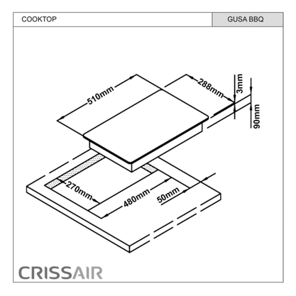 Cooktop Dominó Barbecue Crissair Com Pedras Vulcânicas 220V
