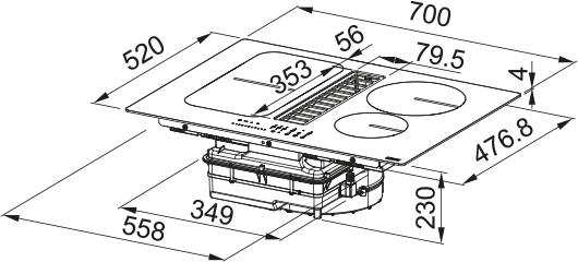 Cooktop de Indução Com Coifa Integrada Extractor Maris Franke FSM 709 HI 220V