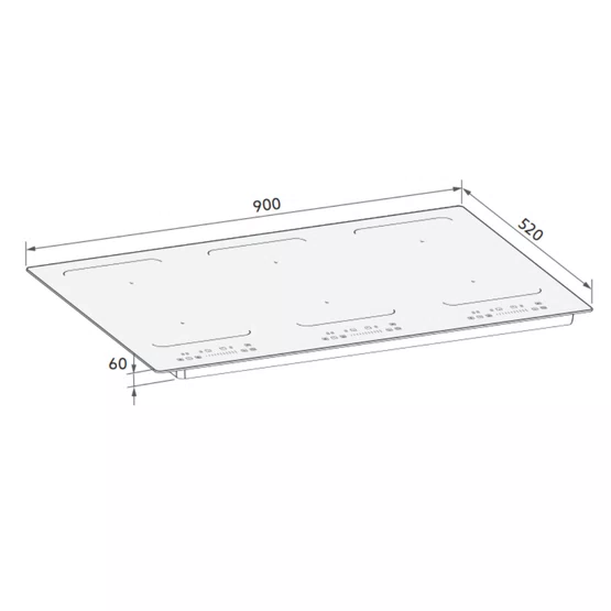 Cooktop Invita de Indução Vidro Preto 6 Zonas Função Booster 90cm 220V