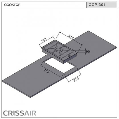 Cooktop Dominó Crissair Signature  CCP 301 à Gás 1 Boca 30cm Inox Bivolt