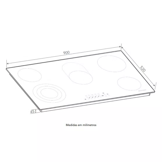Cooktop Elétrico Elettromec Vitrocerâmico 5 Queimadores 90cm 220V