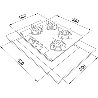 Cooktop a Gás Franke Glass 4 Queimadores 60G Bivolt