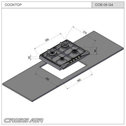 Cooktop a Gás Crissair Versatile CCB 05 G5 60cm Bivolt