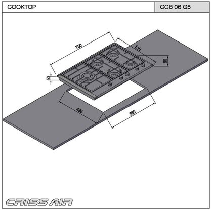 Cooktop a Gás Crissair Versatile CCB 06 G5 75cm Bivolt
