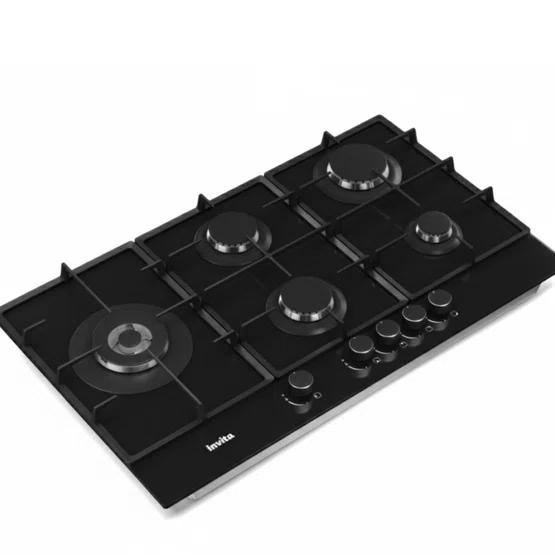 Cooktop Invita à Gás em Vidro Black 5 Queimadores Bivolt 90cm