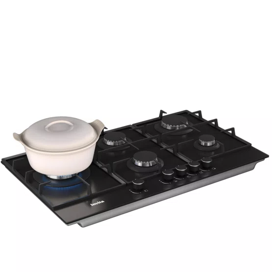 Cooktop Invita à Gás em Vidro Black 5 Queimadores Bivolt 90cm