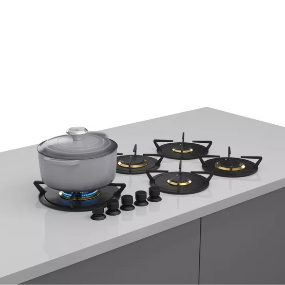 Cooktop de Revestir na Bancada Elettromec 5 Queimadores à Gás 90 cm 220 V