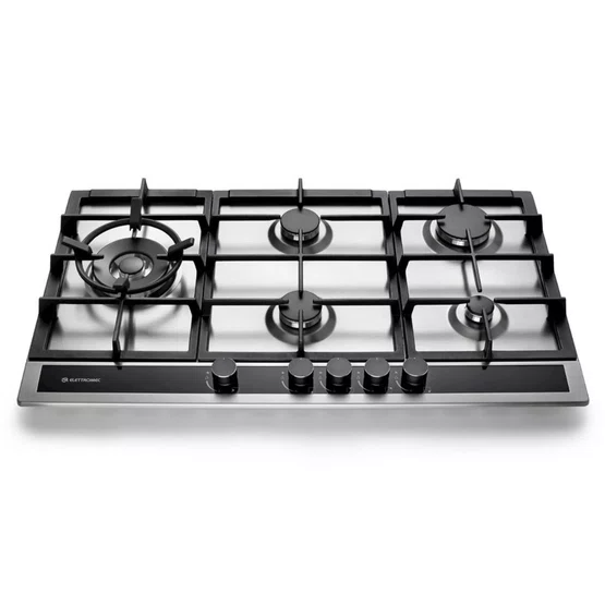 Cooktop Sole Elettromec 5 Queimadores a Gás Inox e Vidro 90 cm Bivolt