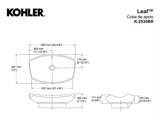 Cuba de Apoio para Lavabo Kohler Leaf Formato de Folha