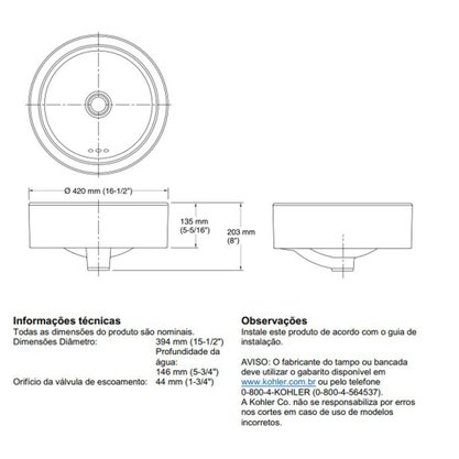 Cuba de Apoio Redonda Vox Kohler Preta