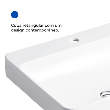 Cuba de Apoio Retangular com furo Vox Kohler 58,4x46 cm