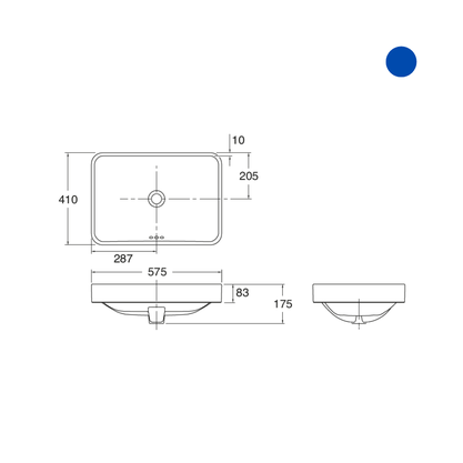 Cuba de Apoio Retangular Vox Kohler 575x410mm