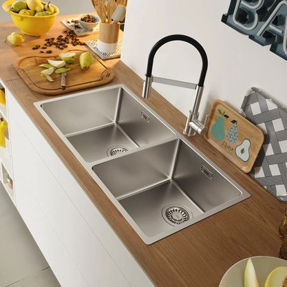 Cuba de embutir e sobrepor Franke em aço inox Linea Dupla 74x40cm