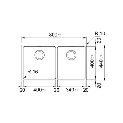 Cuba de embutir ou sobrepor Franke em aço inox Linea Dupla 74x40cm com acessórios