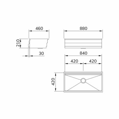 Módulo Workstation Mekal WS-840 Embutir ou Sobrepor 3 Níveis 84x42cm Inox