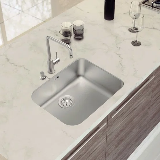 Cuba de Embutir Anti-ruído Dora Tramontina 50 BL R6 com Escape Aço Inox Escovado