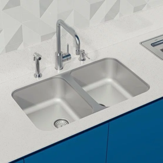 Cuba Dupla de Embutir Anti-ruído Dora Duo Tramontina 34 BL Inox Escovado
