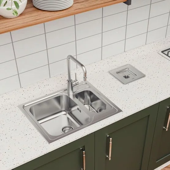 Cuba de Sobrepor Anti-ruído Tramontina Marea Deep 1.5C 34 com Furo e Escape Inox