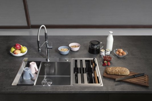 Cuba Dupla de Sobrepor Franke Box Center em Inox Com Acessórios 86x51cm