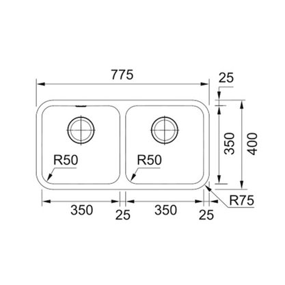 Cuba Dupla em Inox Franke Bell BCX 120-35 77,5x40x18cm