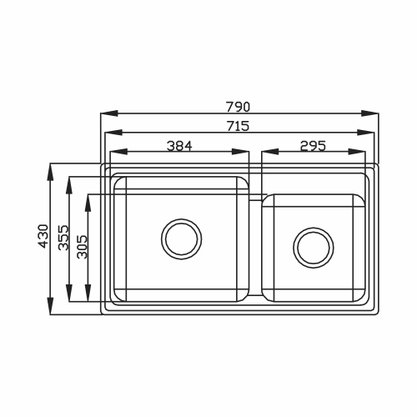 Cuba Dupla GhelPlus Premium 78x43x21cm Inox Acetinado