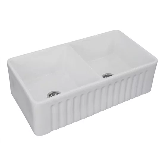 Cuba Dupla Semi Encaixe Farm Sink Rubinettos Porcelana Branca 85,5x47,5cm