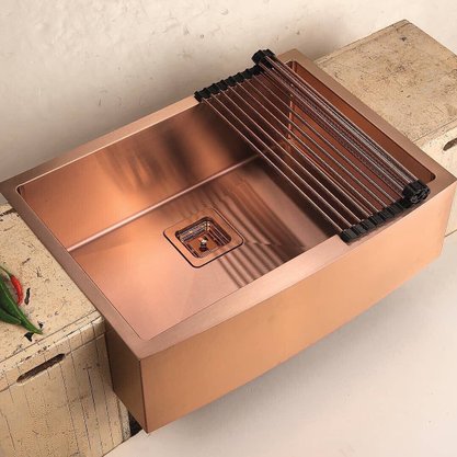 Cuba Simples Semi Encaixe Farm Sink Rubinettos Gourmet Americana Rose Gold Escovado