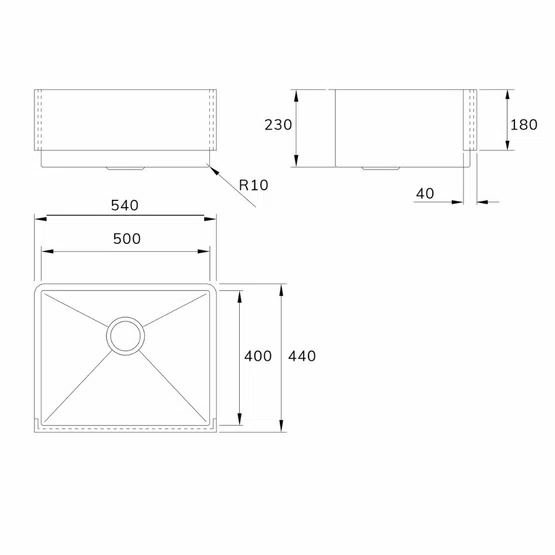 Cuba Mekal FarmHouse Sink FS-50 50x40x23cm Inox Escovado