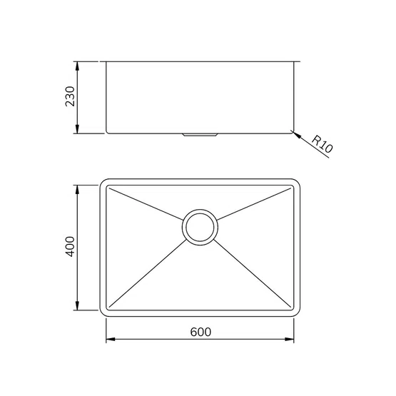Cuba de Embutir ou Sobrepor Mekal Retta LR-60 60x40x23cm Aço Inox Escovado