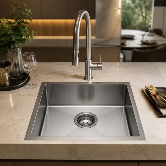 Cuba Simples de Embutir ou Sobrepor Rubinettos Gourmet Quadro Inox Escovado