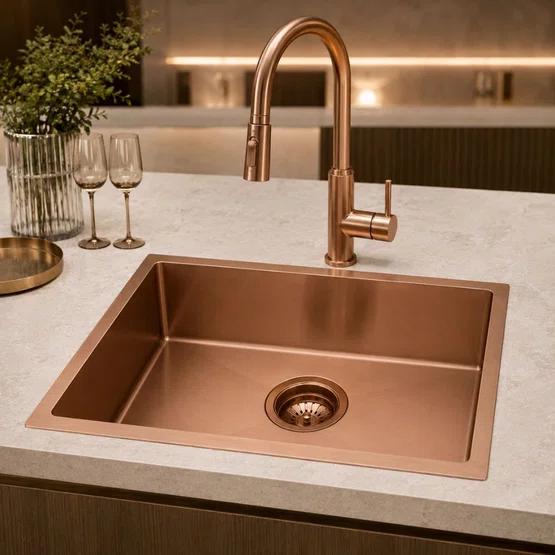 Cuba Simples de Embutir ou Sobrepor Rubinettos Gourmet Quadro Rose Gold Escovado