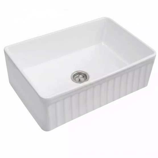 Cuba Simples Semi Encaixe Farm Sink Rubinettos Porcelana Branca 77x50,5cm