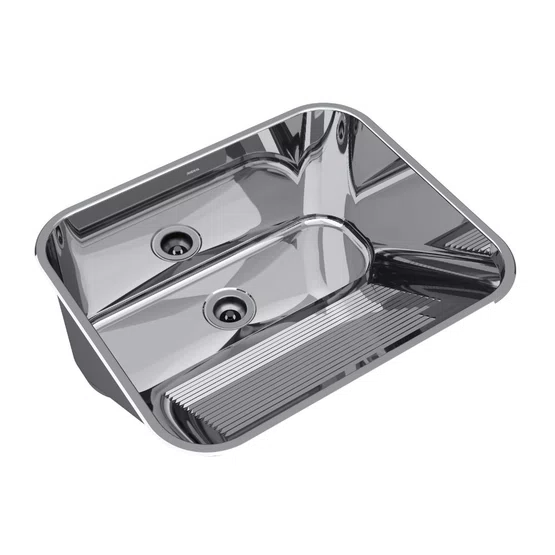 Tanque de Embutir ou Sobrepor Lavanderia Mekal CT-60 60x50x28,5cm Inox Alto Brilho