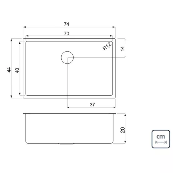 Cuba de Embutir Anti-ruído Tramontina Design Collection Quadrum 70 U com 3 Acessórios