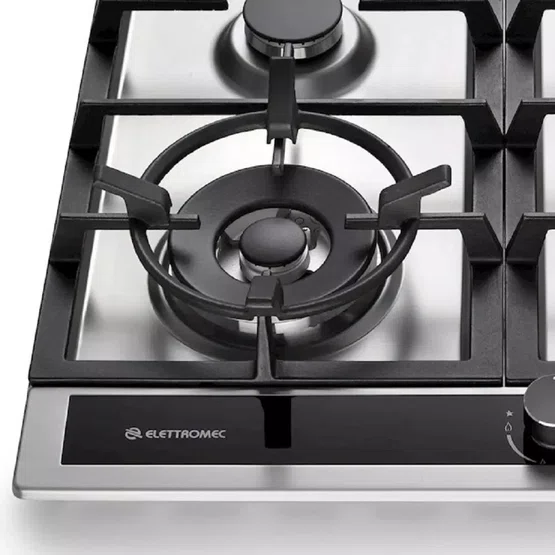 Cooktop Sole Elettromec 4 Queimadores a Gás Inox e Vidro 60 cm Bivolt