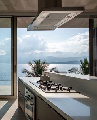 Combo Elettromec Coifa Milano Ilha 90cm + Torre Forno Elétrico e Micro-ondas Luce + Cooktop Quadratto 90cm