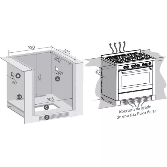Fogão à Gás Semiprofissional Invita Com Forno Elétrico 102L 220v