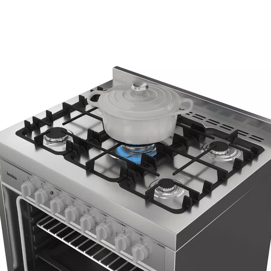 Fogão Invita Semiprofissional de Piso Vidro Triplo Inox 75cm 220v