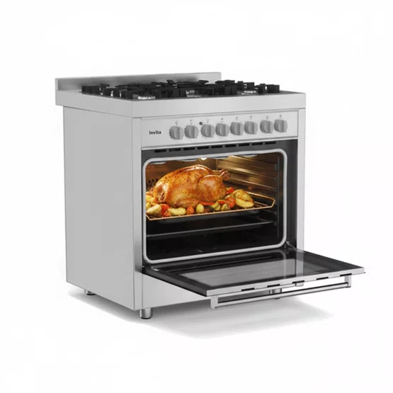 Fogão Invita Semiprofissional de Piso Vidro Triplo Inox 75cm 220v