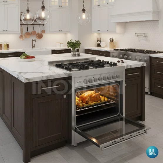 Fogão Invita Semiprofissional de Piso Vidro Triplo Inox 75cm 220v