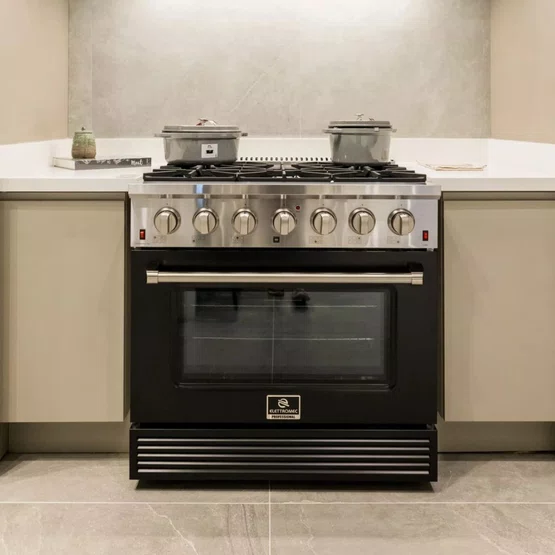 Fogão a Gás Elettromec Professional Forno a Gás 126L Black 36" 127V