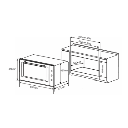 Forno a Gás e Grill Elétrico de Embutir Cuisinart Prime Cooking 90cm 220V
