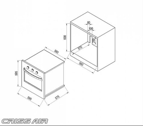 Forno de Embutir a Gás Crissair CFE 40 G4 72 Litros Inox