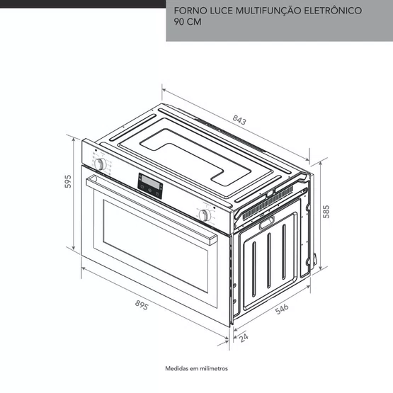 Forno Elétrico de Embutir Luce Elettromec Multifunção Inox 125L 90cm 220V