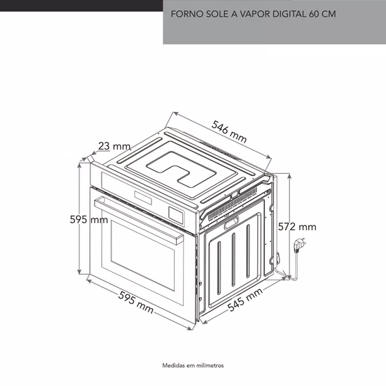 Forno Elétrico de Embutir Sole Elettromec a Vapor 67L 60cm 220V