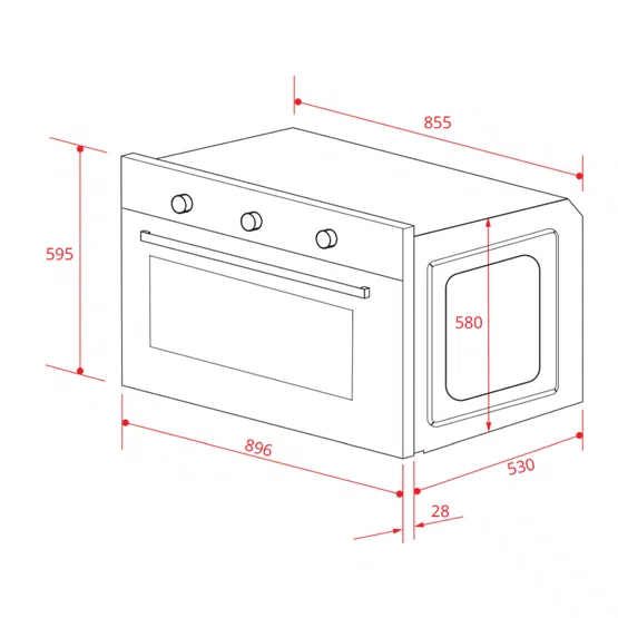 Forno de Embutir Elettromec Luce a Gás Inox 125L 90cm 220V