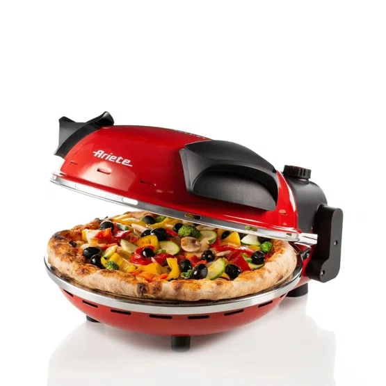 Forno de Pizza Elétrico Ariete 909 com Pedra Refratária Antiaderente Vermelho