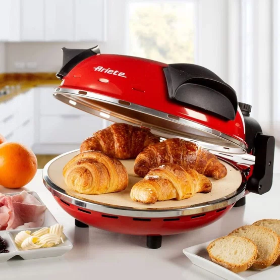 Forno de Pizza Elétrico Ariete 909 com Pedra Refratária Antiaderente Vermelho