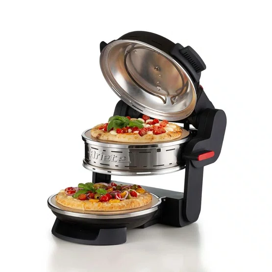 Forno de Pizza Elétrico Duplo Ariete 927 com Pedra Refratária Antiaderente Preto